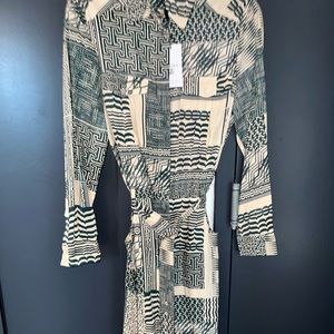 REISS LONDON printed midi dress with slit on bottom